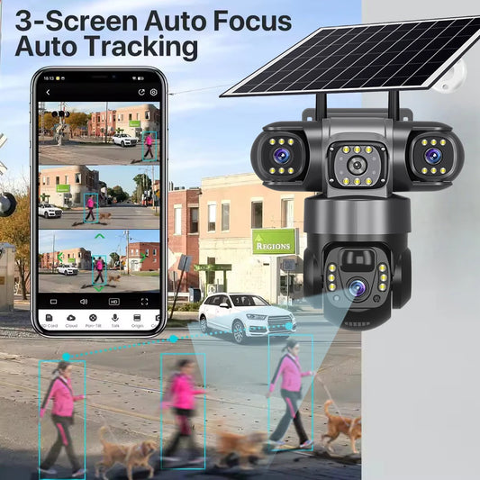 Pro háromlencsés 4G napelemes kamera