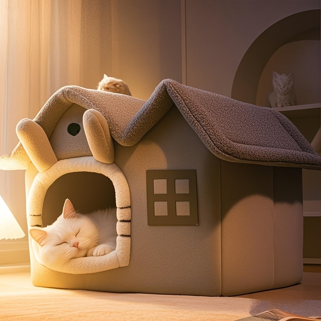 Classic Soft Cat House Bed for Small Pets Puha, klasszikus macska- és kisállatház – kényelem, melegség és stílus egyben 🐾