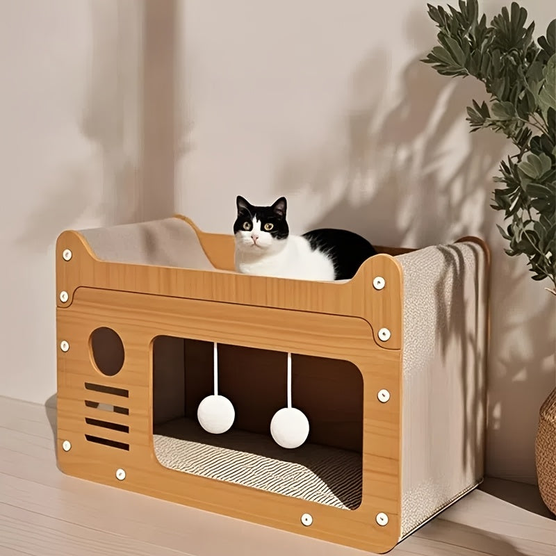 2-in-1 Wall Cat Bed and Scratching Post Falra szerelhető 2 az 1-ben macskaágy és kaparófelület – pihenés és játék egyben 🐾