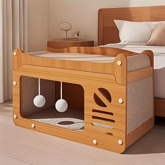 2-in-1 Wall Cat Bed and Scratching Post Falra szerelhető 2 az 1-ben macskaágy és kaparófelület – pihenés és játék egyben 🐾