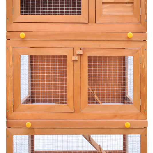 NNEVL Outdoor Rabbit Hutch Small Animal House Pet Cage 3 Layers Wood