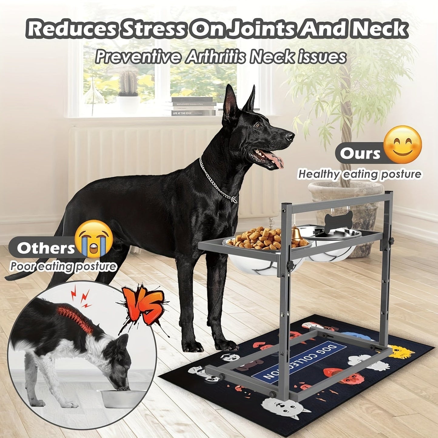 🐾 Elevated Dog Bowls for Large Dogs – Állítható magasságú etetőtál nagytestű kutyáknak