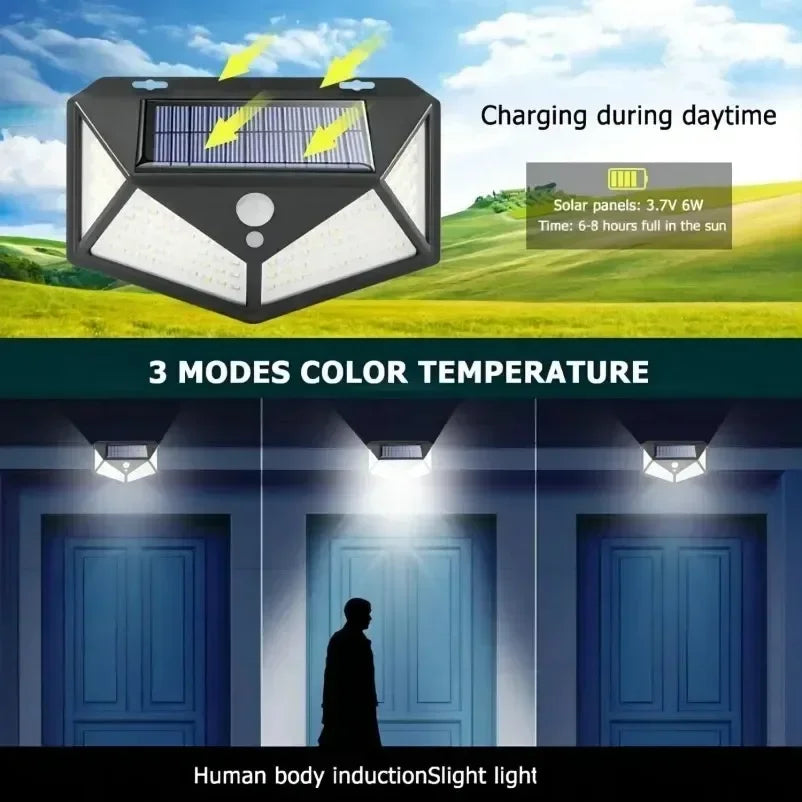SolarGuard™ 100 LED-es Napelemes Mozgásérzékelős Lámpa