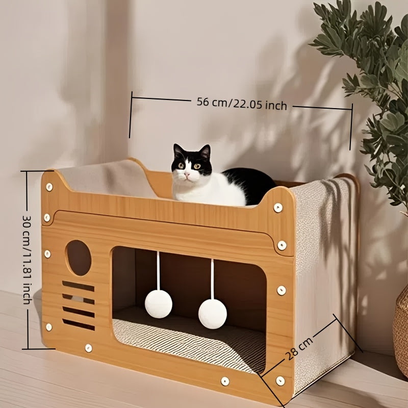 2-in-1 Wall Cat Bed and Scratching Post Falra szerelhető 2 az 1-ben macskaágy és kaparófelület – pihenés és játék egyben 🐾