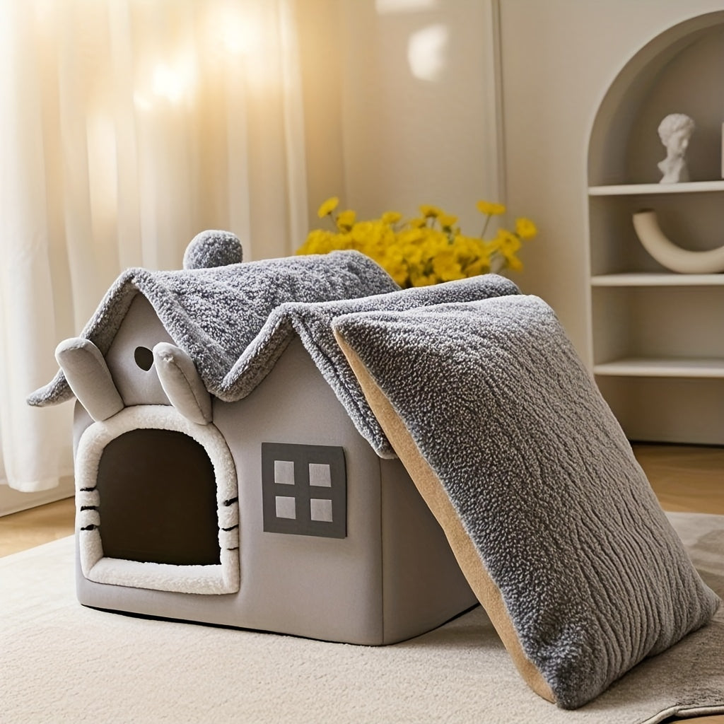 Classic Soft Cat House Bed for Small Pets Puha, klasszikus macska- és kisállatház – kényelem, melegség és stílus egyben 🐾